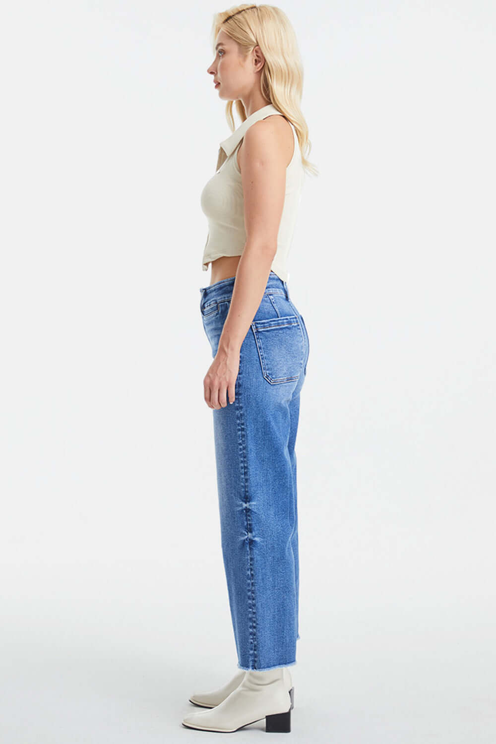 BAYEAS Full Size Raw Hem High Waist Wide Leg Jeans at Bella Road