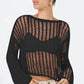 BELLA ROAD Openwork Boat Neck Long Sleeve Cover Up at Bella Road