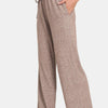 Zenana Drawstring Wide Leg Pants with Side Pockets - Brown