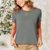 Round Neck Short Sleeve T-Shirt | Full Size - Heather Gray