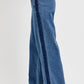 RISEN Plus Size Elastic Waist Wide Leg Jeans in blue, showcasing a stylish and relaxed fit, perfect for casual occasions.