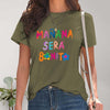 Letter Graphic Round Neck Short Sleeve T-Shirt - Matcha Green