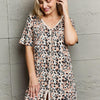 Quilted Quivers Button Down Sleepwear Dress - Leopard