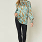 DOUBLE TAKE Full Size Printed Smocked Long Sleeve Blouse at Bella Road