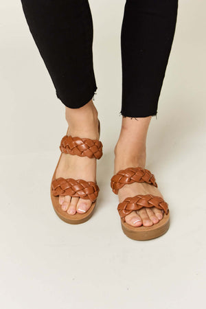 WILD DIVA Woven Dual Band Platform Sandals at Bella Road