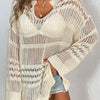 Cutout Notched Long Sleeve Cover-Up - Sand