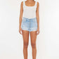 KANCAN Distressed Button Fly Denim Shorts at Bella Road