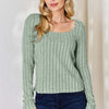 Ribbed Long Sleeve T-Shirt - Light Green