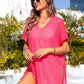 BELLA ROAD Slit V-Neck Short Sleeve Cover Up at Bella Road