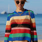 BELLA ROAD Rainbow Stripe Openwork Long Sleeve Cover-Up at Bella Road