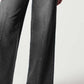 Wide leg long jeans in dark wash with moderate stretch, featuring a chic and basic style for casual wear.