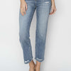 RISEN High Waist Distressed Cropped Jeans - MEDIUM