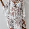 Lace Round Neck Cover-Up - White