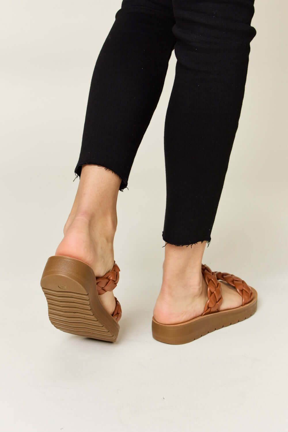 WILD DIVA Woven Dual Band Platform Sandals at Bella Road