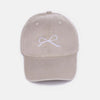 Bow Embroidered Washed Cotton Caps - Ash Mocha