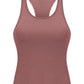 Millennia Round Neck Racerback Active Tank in mauve, designed for comfort and mobility during workouts.