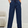 Bella Road Drawstring Elastic Waist Jeans with Pockets - Dark