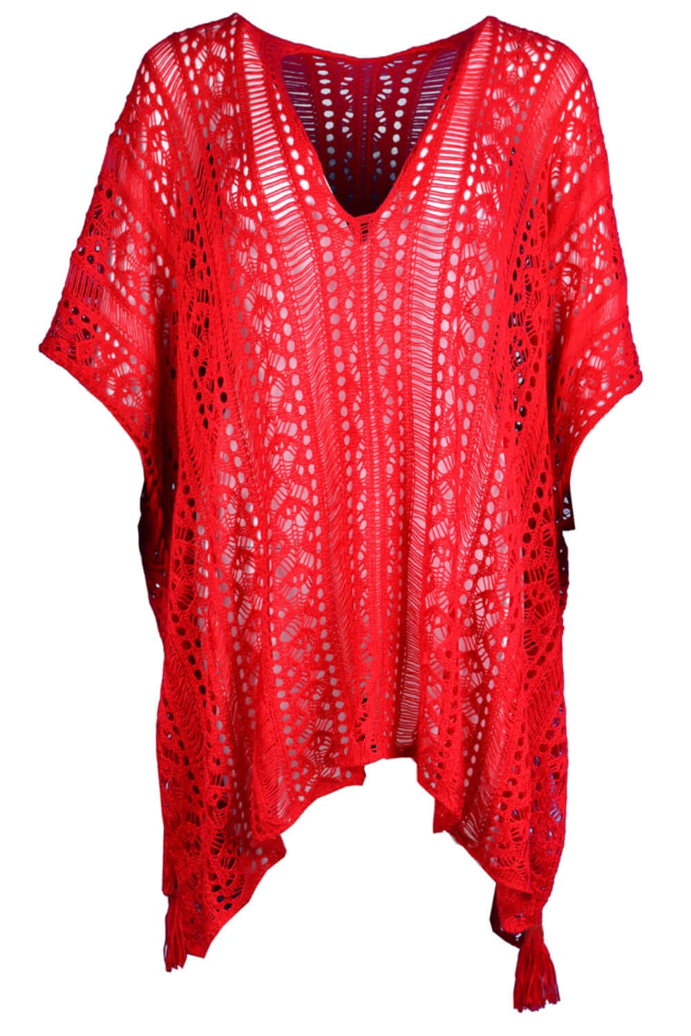 BELLA ROAD Cutout V-Neck Cover-Up with Tassel at Bella Road