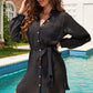 BELLA ROAD Belted Button-Front Cover-Up Shirt Dress at Bella Road