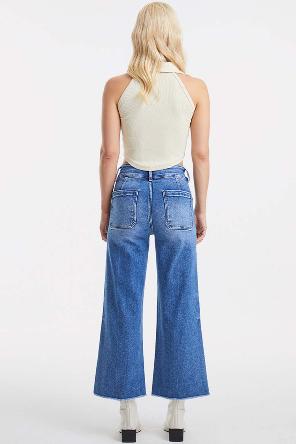 BAYEAS Full Size Raw Hem High Waist Wide Leg Jeans at Bella Road