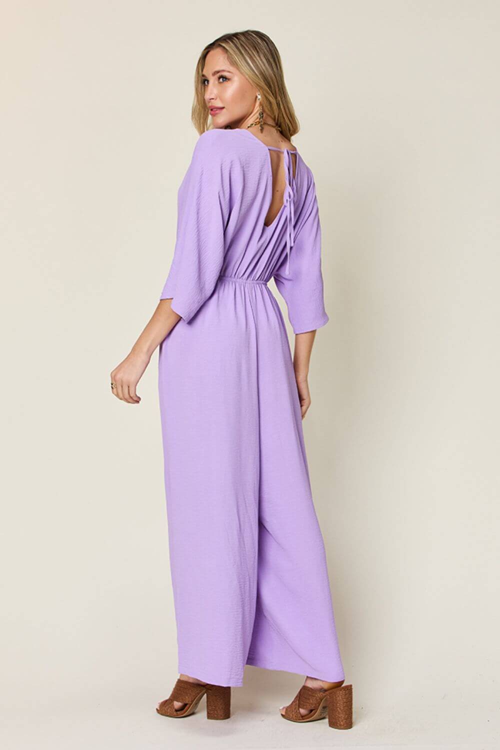 DOUBLE TAKE Full Size Half Sleeve Wide Leg Jumpsuit at Bella Road