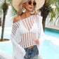 BELLA ROAD Openwork Boat Neck Long Sleeve Cover Up at Bella Road