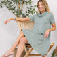 CELESTE Full Size Decor Button Short Sleeve Dress with Pockets at Bella Road