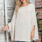 Cozy Bella Road batwing sleeve sweater in beige with round neck, perfect for a stylish and warm look.