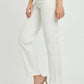 White Mid-Rise Tummy Control Straight Jeans by Risen Jeans, featuring button-up front and timeless straight leg fit.