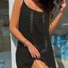 Cutout Scoop Neck Spaghetti Strap Cover Up - Black