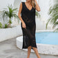 BELLA ROAD Openwork Slit V-Neck Sleeveless Cover Up at Bella Road