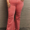 RISEN Bailey High Waist Side Slit Flare Jeans - Coral