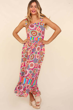 Full Size Crochet Sleeveless Maxi Dress with Side Pockets