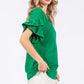 GEEGEE Ruffled Short Sleeve V-Neck Blouse at Bella Road