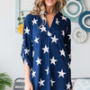 Heimish Full Size Roll-Tab Sleeve Star Print Top - Navy Star