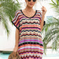 BELLA ROAD Rainbow Stripe Scalloped V-Neck Cover-Up Dress at Bella Road