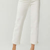 RISEN Full Size High Waist Rolled Hem Straight Jeans - Cream