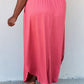 DOUBLJU Comfort Princess Full Size High Waist Scoop Hem Maxi Skirt in Hot Pink at Bella Road