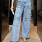 Bella Road wide leg high waist jeans with pockets, worn by woman.