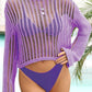 BELLA ROAD Long Sleeve Round Neck Openwork Cover-Up at Bella Road