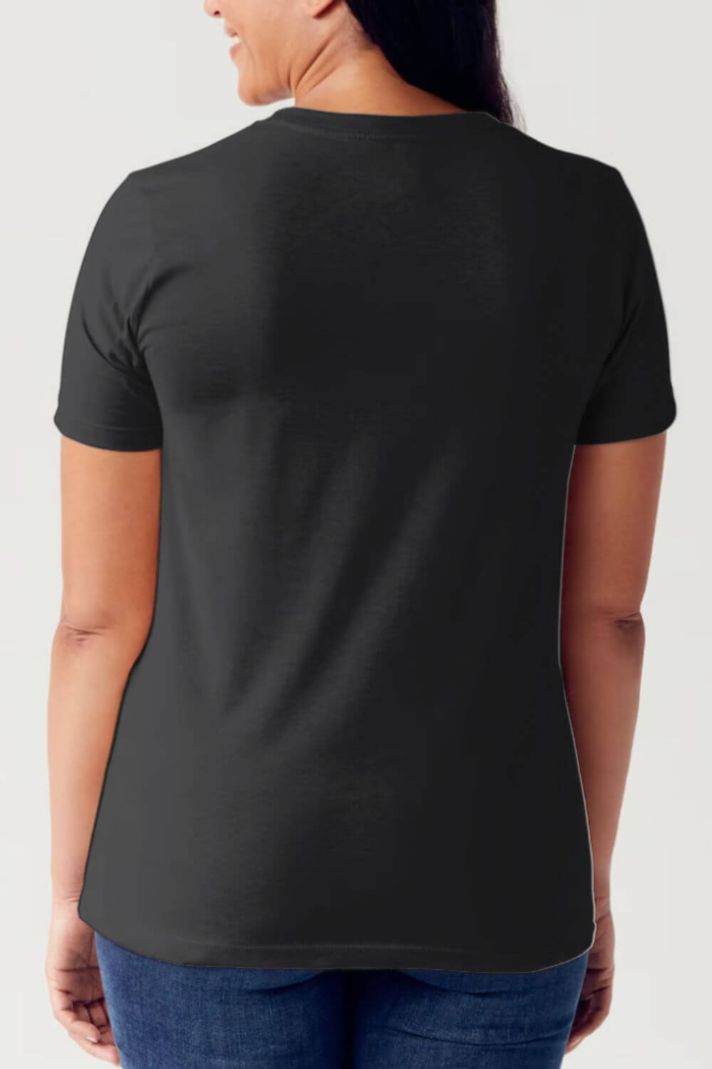 Back view of Simply Love STAY SPOOKY Graphic Round Neck Short Sleeve T-Shirt in black, showing relaxed fit and soft fabric.