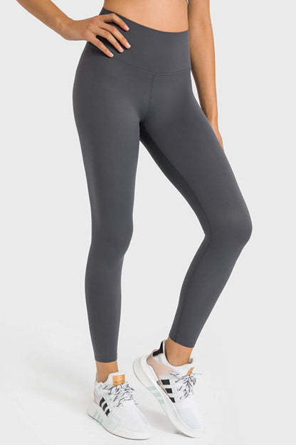 Millennia High Waist Ankle-Length Yoga Leggings in gray, providing comfort and style for your workout routine.