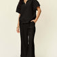 DOUBLE TAKE Full Size Texture Half Zip Short Sleeve Top and Pants Set at Bella Road