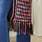 DOUBLE TAKE Full Size Multicolored Open Front Fringe Hem Cardigan at Bella Road