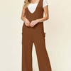 Sleeveless Wide Leg Jumpsuit with Pockets | Full Size - Chestnut