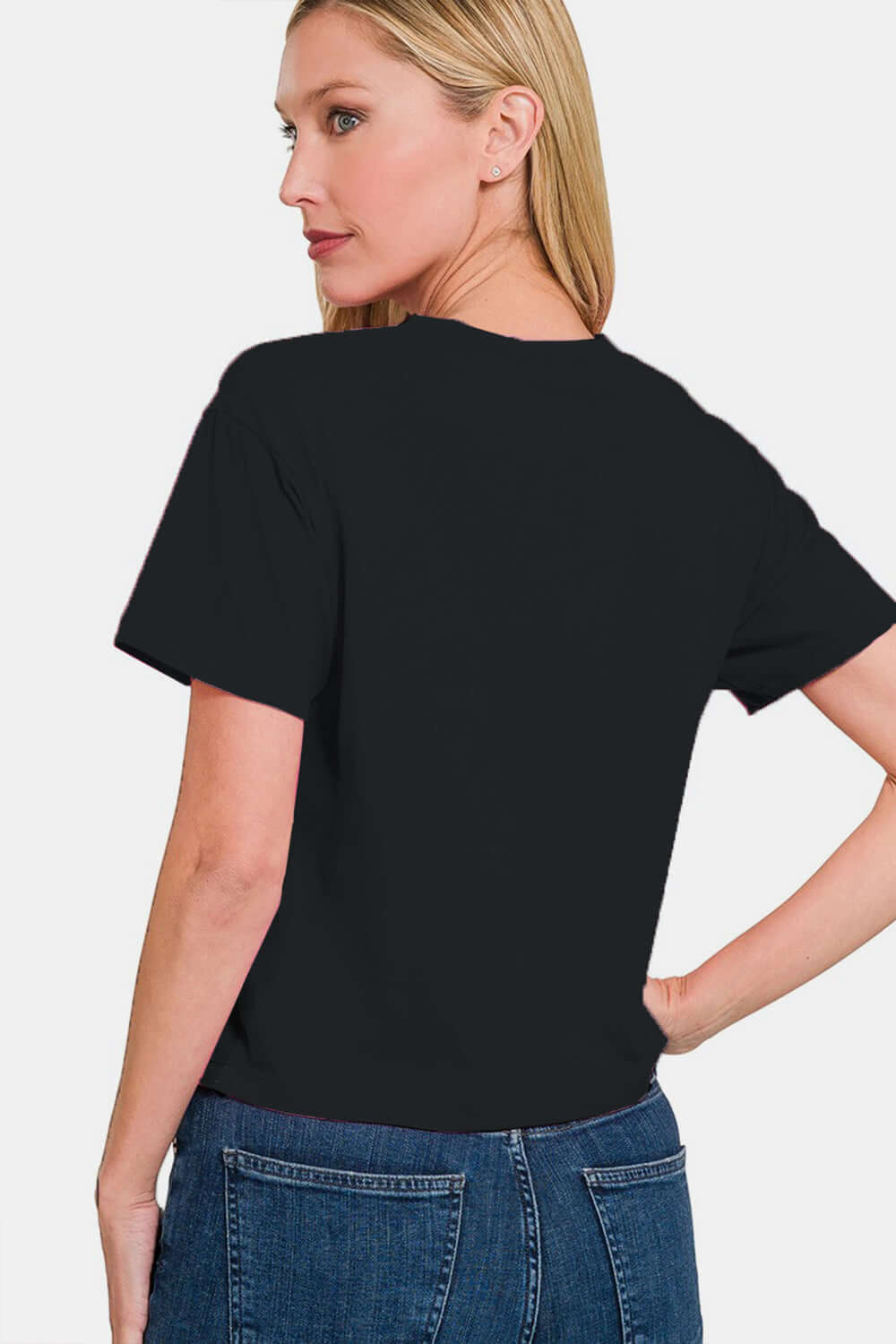 ZENANA Round Neck Short Sleeve Cropped T-Shirt at Bella Road