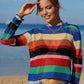 BELLA ROAD Rainbow Stripe Openwork Long Sleeve Cover-Up at Bella Road