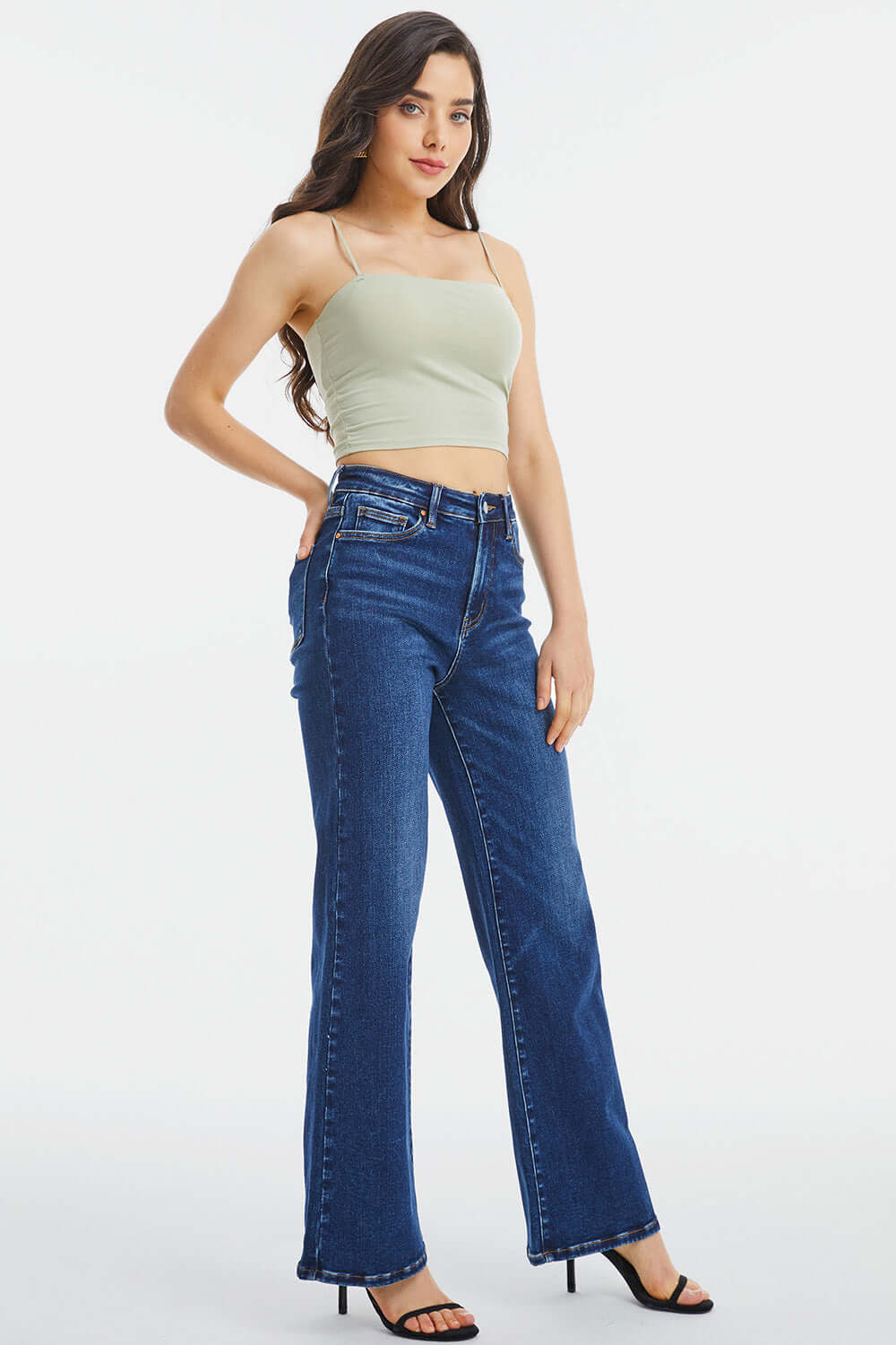 BAYEAS Full Size High Waist Cat's Whisker Wide Leg Jeans at Bella Road