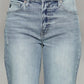 High Waist Raw Hem Cropped Wide Leg Jeans with Edgy Raw Hem Detailing