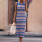 BELLA ROAD Striped Round Neck Sleeveless Midi Cover Up Dress at Bella Road